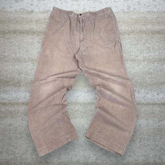 Vintage Corduroy Pants Wheat Tan Flat Front Baggy Fit Trousers Elastic Y2K - Picture 2 of 4